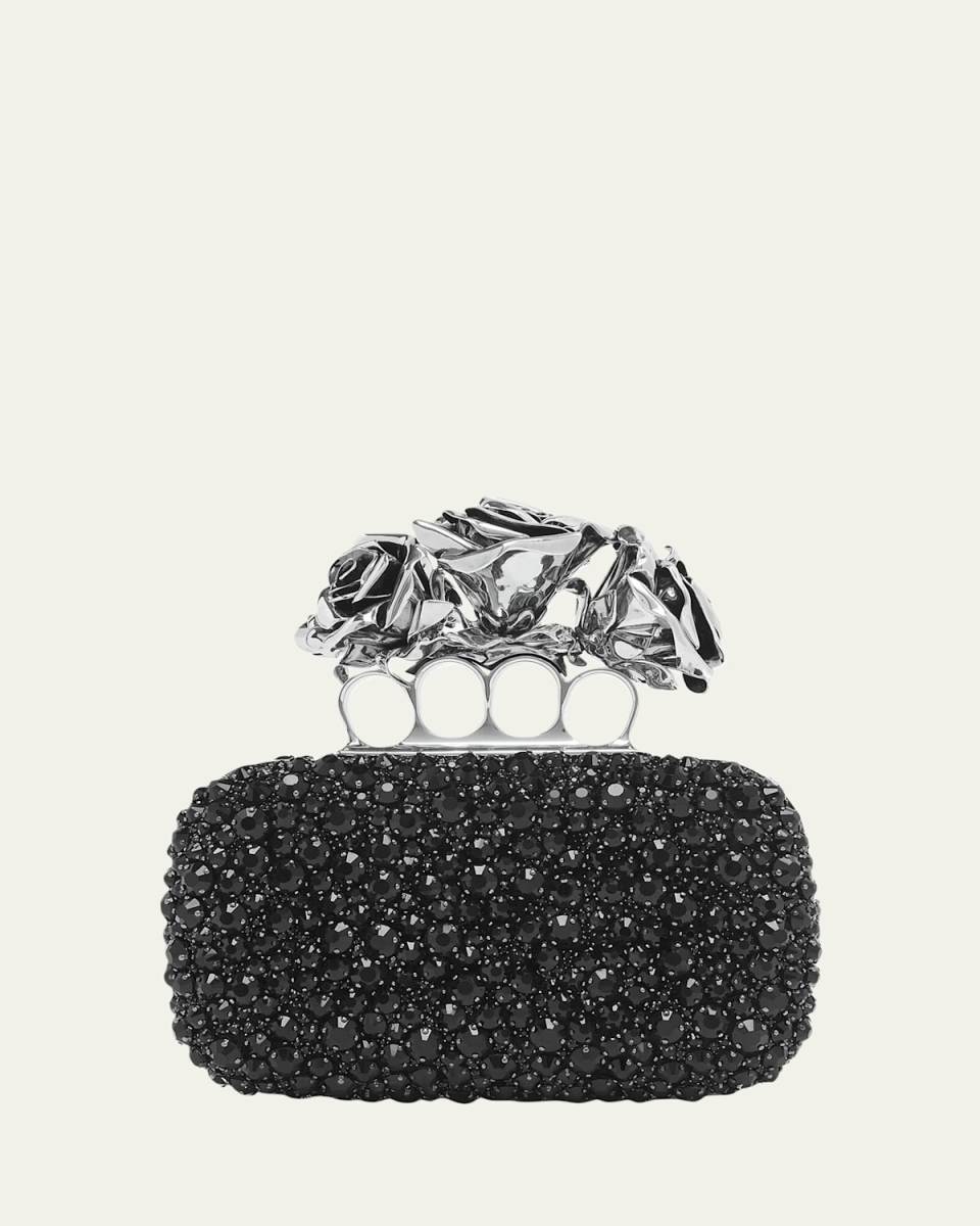 Rose Sculptural Crystal-Encrusted Clutch Bag